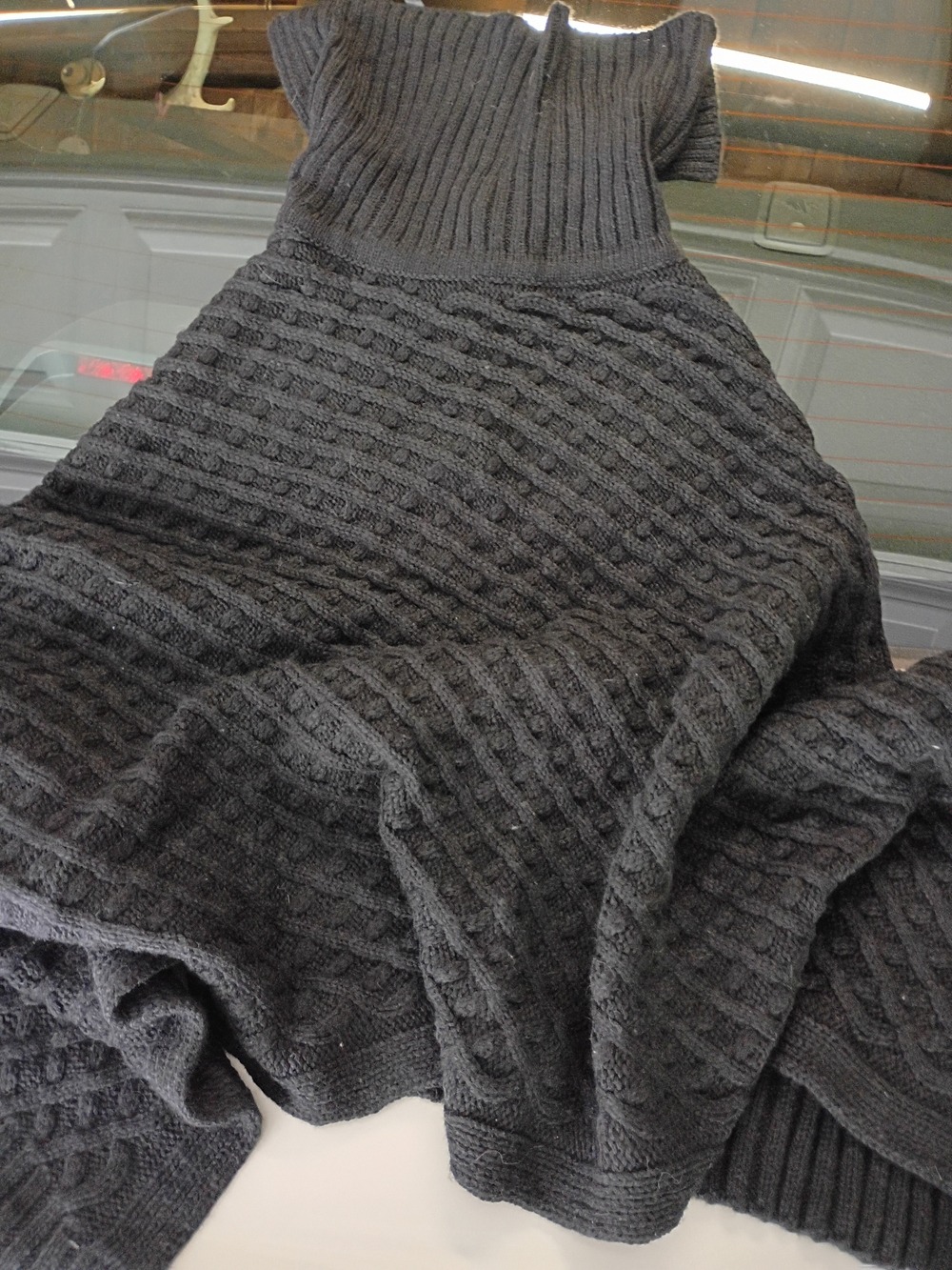Charter Club Black Textured Ribbed Sweater